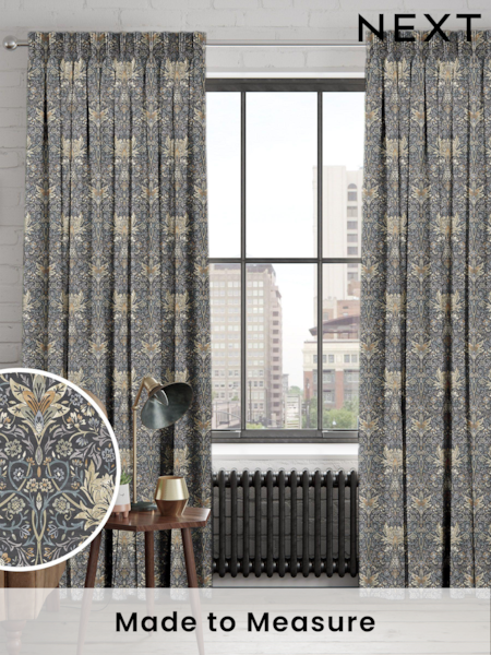 Indigo Blue Langley Made To Measure 100% Cotton Curtains (C58708) | £91