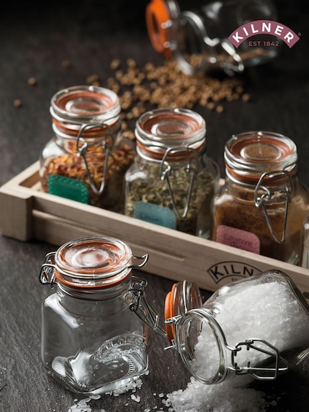Kilner Clear Glass Clip Top Spice Jar Set (C59433) | £23