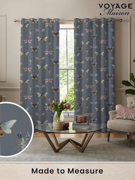 Voyage Storm Grey Fray Made to Measure Curtains (C60496) | £109