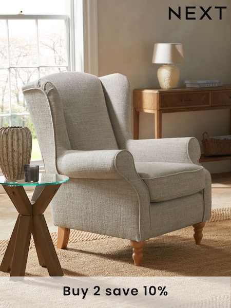 Chunky Weave Mid Natural Sherlock Highback Armchair (C60961) | £550