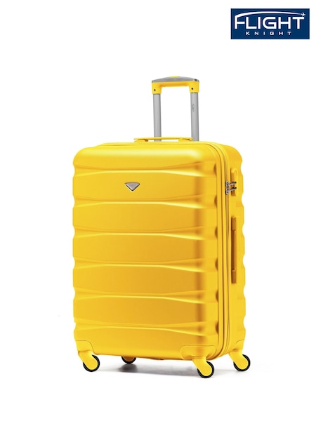 Flight Knight Yellow Medium Hardcase Lightweight Check In Suitcase With 4 Wheels (C61307) | £60