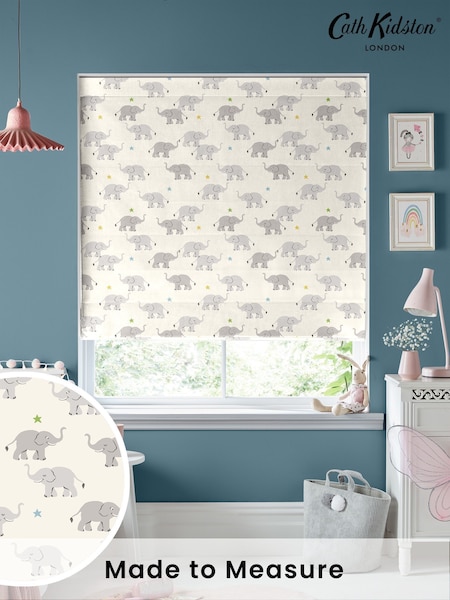 Cath Kidston Cream Kids Elephants Made To Measure Roman 100% Cotton Blinds (C61366) | £75