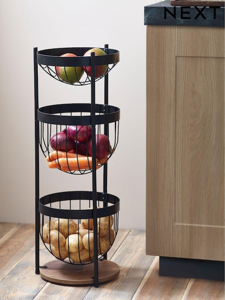 Black Bronx Fruit & Vegetable Storage Baskets Stand (C61861) | £45