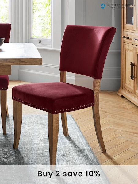 Bentley Designs Burgundy Red Set of 2 Kingswood Rustic Oak Chairs (C63074) | £300