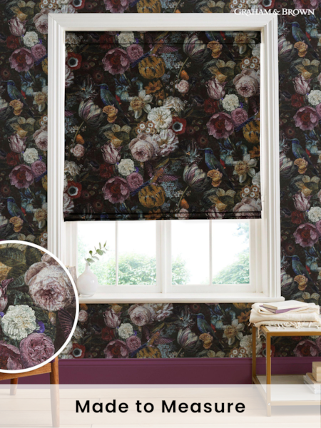 Graham & Brown Black Allure Made to Measure Roman 100% Cotton Blind (C63271) | £99