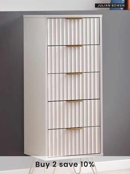 Julian Bowen White Murano 5 Drawer Tallboy Chest (C63394) | £325