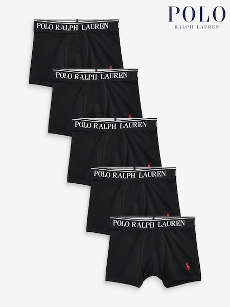 Polo Ralph Lauren Black Boys Cotton Stretch Logo Boxers 5 Pack (C63735) | £55