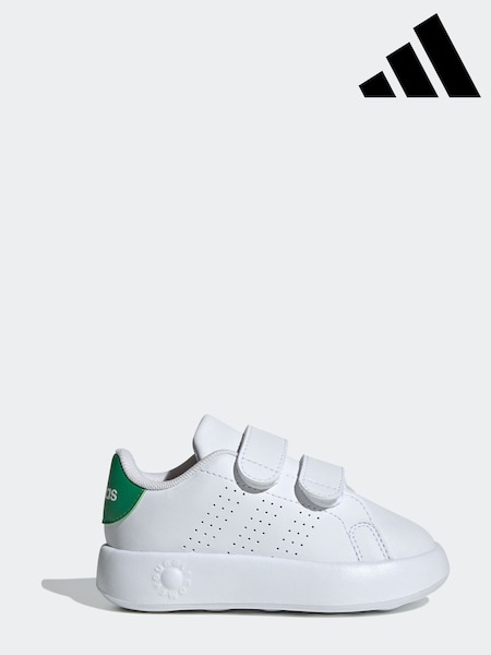 adidas White/Green Kids Advantage Trainers (C64118) | £25