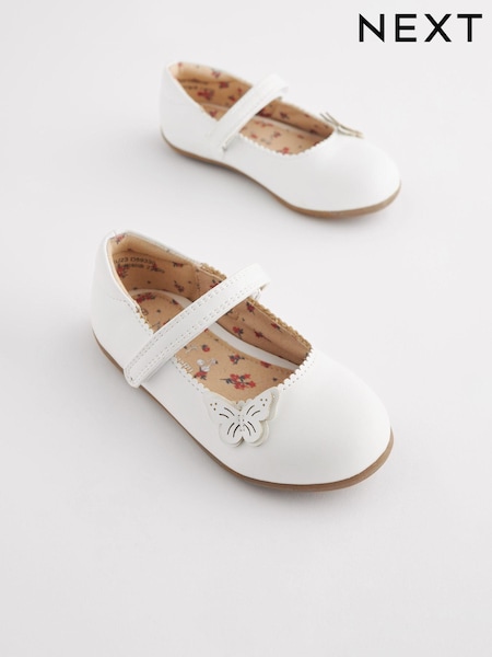 White Standard Fit (F) Butterfly Mary Jane Shoes (C64151) | £18 - £20