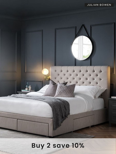 Julian Bowen Grey Wilton Deep Button Storage Bed (C64769) | £660 - £770
