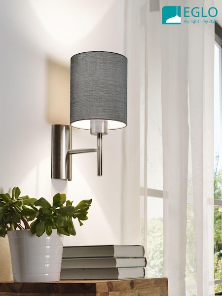 Eglo Grey Pasteri Fabric Wall Light (C64810) | £44