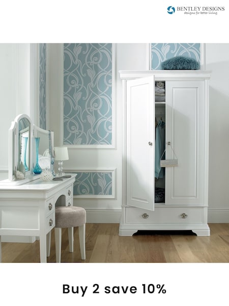 Bentley Designs White Chantilly Double, 1 Drawer Wardrobe (C65034) | £1,100