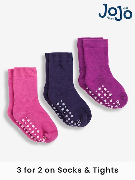 JoJo Maman Bébé Fuchsia Pink 3-Pack Extra Thick Socks (C65417) | £9.50