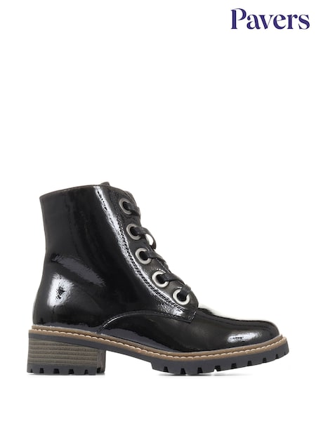 Pavers Metallic Lace Up Ankle Black Boots (C66079) | £45