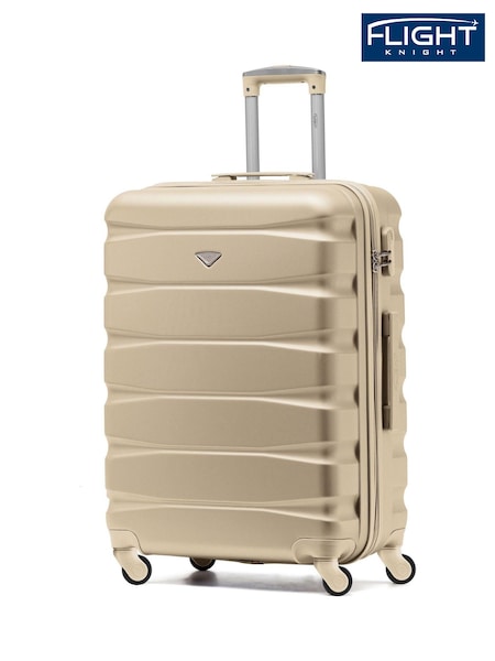 Flight Knight Champagne Medium Hardcase Lightweight Check In Suitcase With 4 Wheels (C66146) | £60