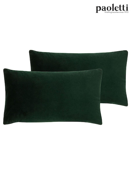 Riva Paoletti 2 Pack Green 30 x 50cm Sunningdale Velvet Cushions (C66596) | £21