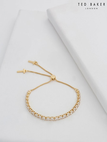 Ted Baker Gold Tone MELRAH: Crystal Adjustable Tennis Bracelet For Women (C67113) | £40