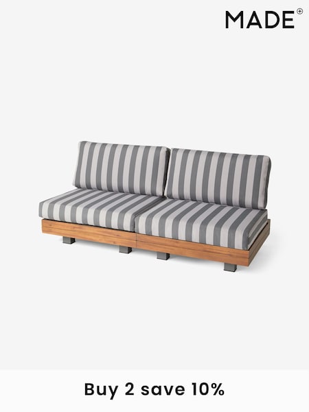 MADE.COM Grey Stripe Avarna Garden 2 Seater Sofa (C68157) | £829