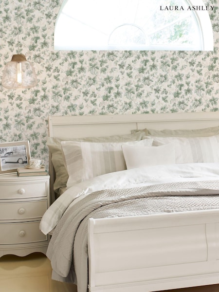 Laura Ashley Sage Green Autumn Leaves A4 Wallpaper Sample (C68498) | £1