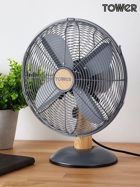 Tower Grey Scandi 12" Metal Desk Fan (C68996) | £45