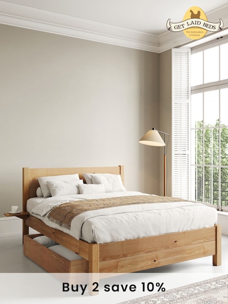 Get Laid Beds Honey Oxford Square Leg Solid Wood Bed Combo (C69123) | £875 - £1,010
