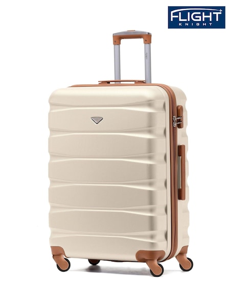 Flight Knight Cream Medium Hardcase Lightweight Check In Suitcase With 4 Wheels (C69338) | £60