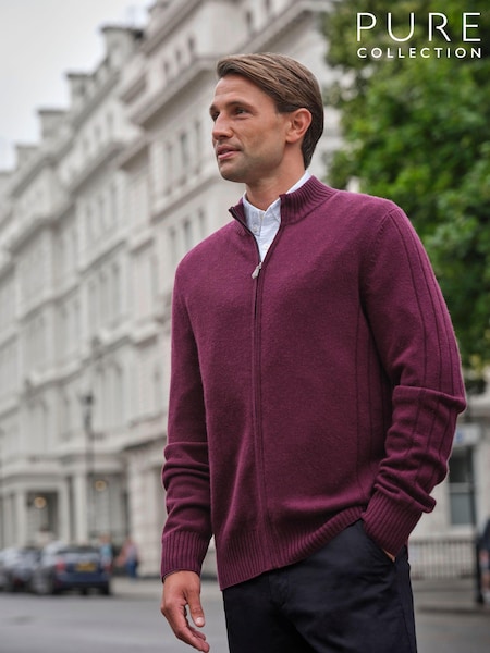 Pure Collection Wool Blend Zip Through Cardigan with Cashmere (C69837) | £135
