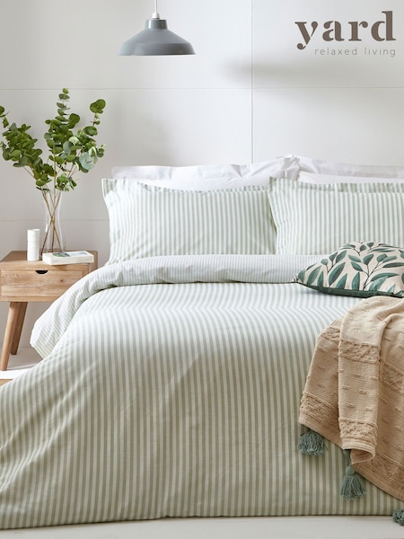 Yard Eucalyptus Hebden Striped 100% Cotton Duvet Cover and Pillowcase Set (C70359) | £26 - £50