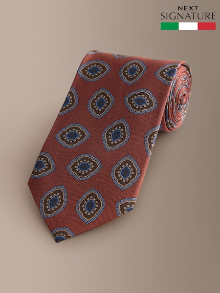 Rust Red - Regular Signature Italian Silk Design Tie
