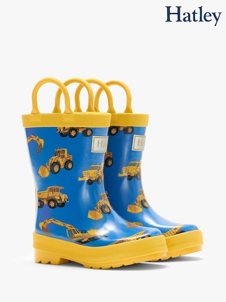 Blue - Hatley Construction Trucks Rain Boots With Handles