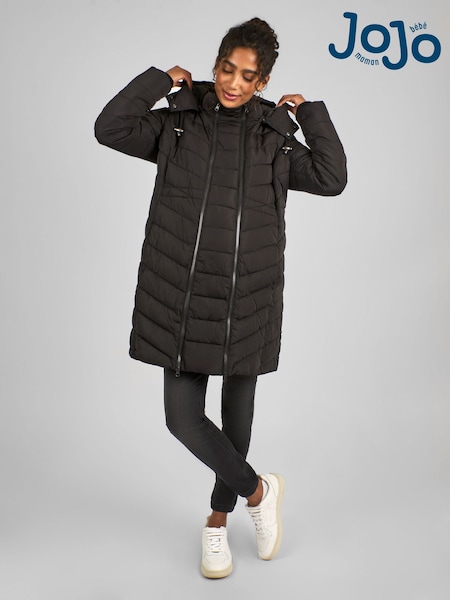 JoJo Maman Bébé Black 2-in-1 Maternity Puffer Coat (C71088) | £89.50