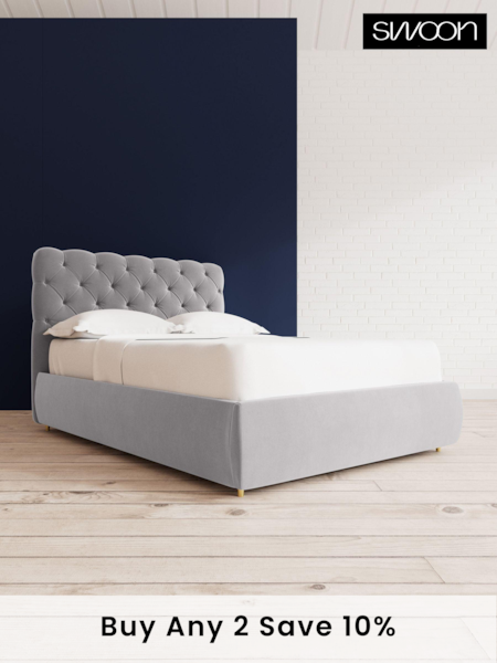 Swoon Easy Velvet Silver Grey Burbage Divan Bed (C71435) | £1,199 - £1,289