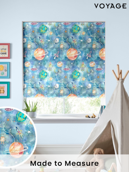 Voyage Sky Blue Kids Out Of This World Made To Measure Roman Blind (C72195) | £84