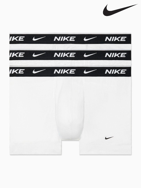Nike White Everyday Cotton Stretch Trunks 3 Pack (C72540) | £32