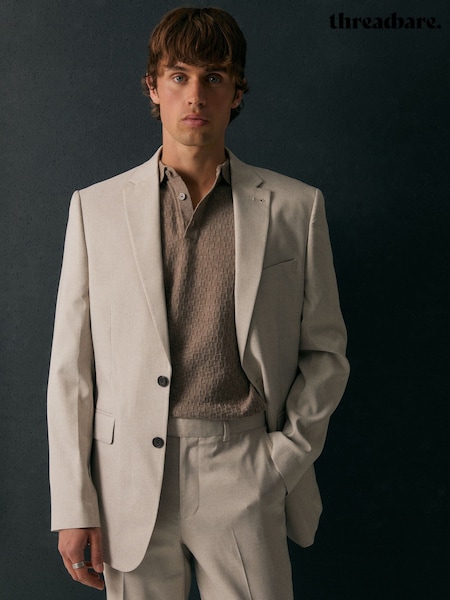 Natural - Regular Threadbare Tailored Fit Single Breasted Blazer