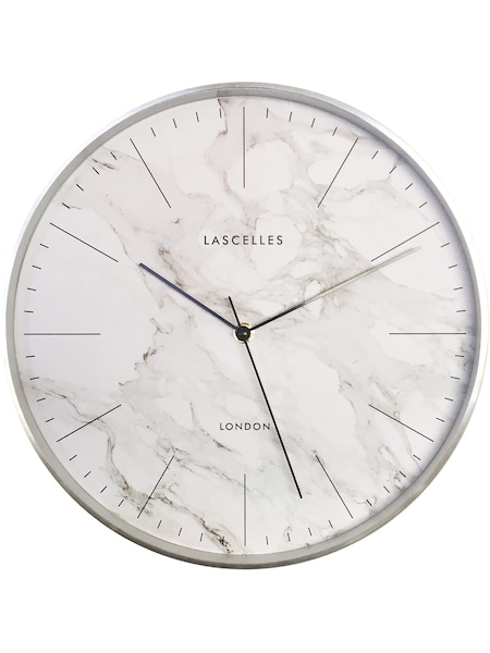 Brookpace Lascelles Cream Brushed Chrome Metal Cased Wall Clock with Marble Dial (C73586) | £25