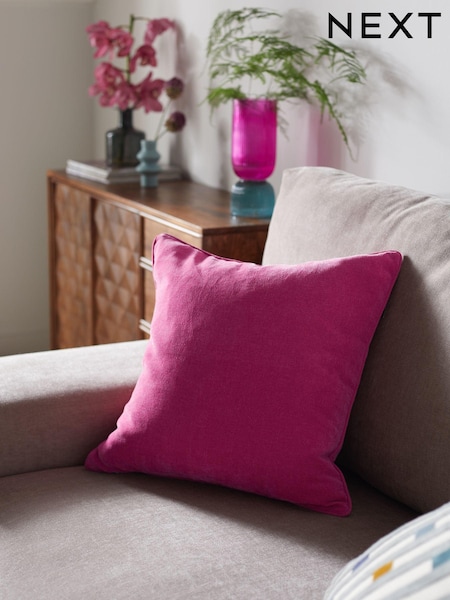Fuchsia Pink 45 x 45cm Soft Velour Cushion (C73665) | £8