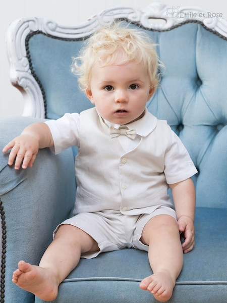 Emile et Rose Natural Three-Piece Linen Shorts And Hat Set (C74059) | £74