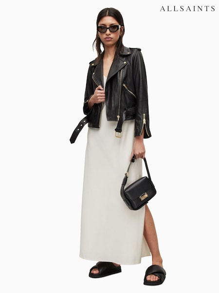 AllSaints Black Crome Balfern Biker Jacket (C74423) | £339