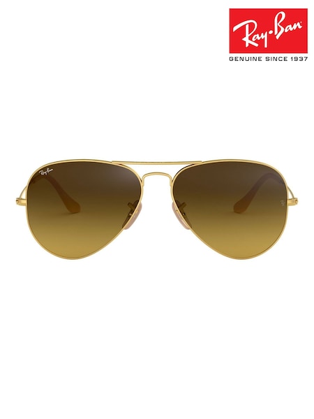 Ray-Ban Gold & Brown Gradient Lens Large Gradient Lens Sunglasses (C75462) | £164