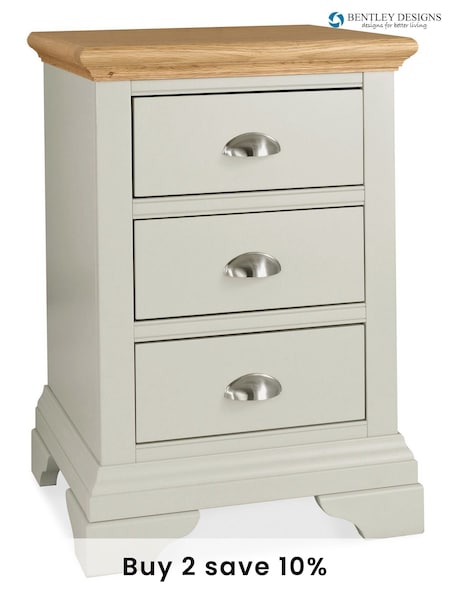 Bentley Designs Grey Oak Hampstead 3 Drawer Bedside Table (C75541) | £300