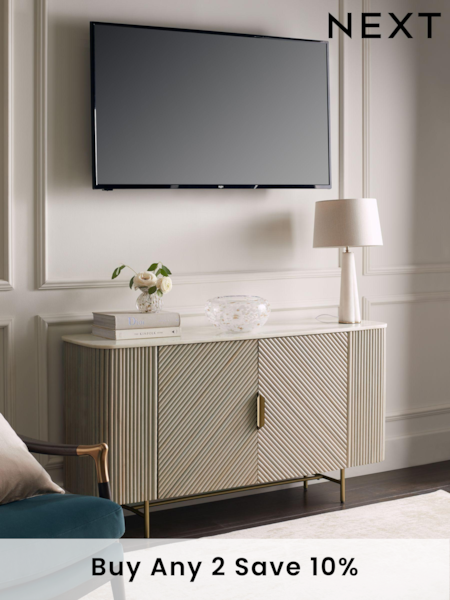 Light Grey Valencia Marble Mango Wood Large Sideboard (C75703) | £999