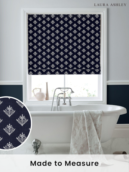 Laura Ashley Blue Lady Fern Made To Measure Roman Blinds (C76588) | £99