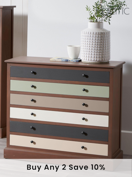 Pacific Sage Green Loft Pine Wood 6 Drawer Unit (C77735) | £385