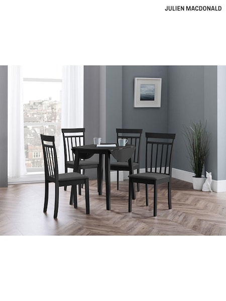 Julian Bowen Black Coast Double Drop Leaf Round 4 Seater Dining Set (C77751) | £300