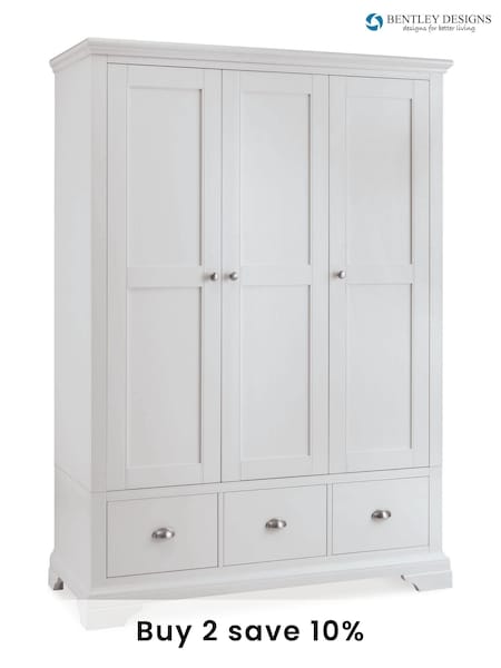 Bentley Designs White Hampstead Triple, 3 drawers Wardrobe (C77988) | £1,350