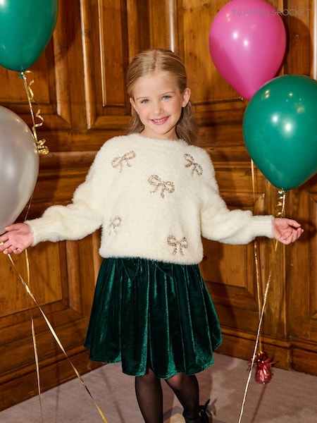 Cream - Angel & Rocket Laila Embellished Bow Eyelash Jumper
