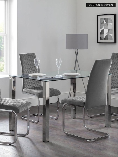 Julian Bowen Clear Enzo Compact Glass Top 4 Seater Dining Table (C78555) | £190