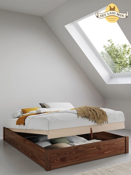 Get Laid Beds Coffee Bean Ottoman Storage No Headboard Square Leg Solid Wood Bed (C79100) | £750 - £910