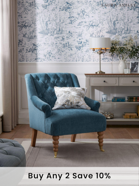 Laura Ashley Baron Chenille Seaspray Blue Ropsley Accent Chair (C79111) | £425